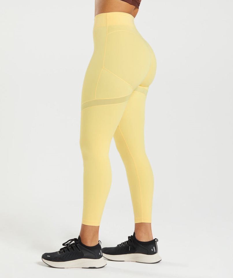 Women's Gymshark Whitney Mesh Leggings Yellow | CA 3N1A06